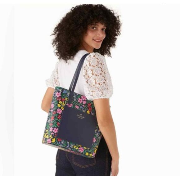KATE SPADE Daily Tote Large Floral Blue NWT - Picture 3 of 11